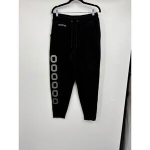 Overtime Mens Fleece Jogger Sweatpants Black Graphic Logo Size Medium
